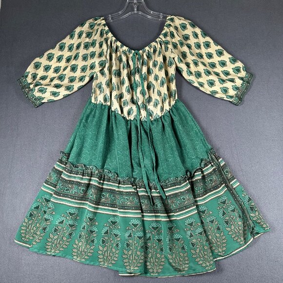 Karma Highway Womens One Size Green Printed Pullover Lightweight Boho Dress - Picture 3 of 10